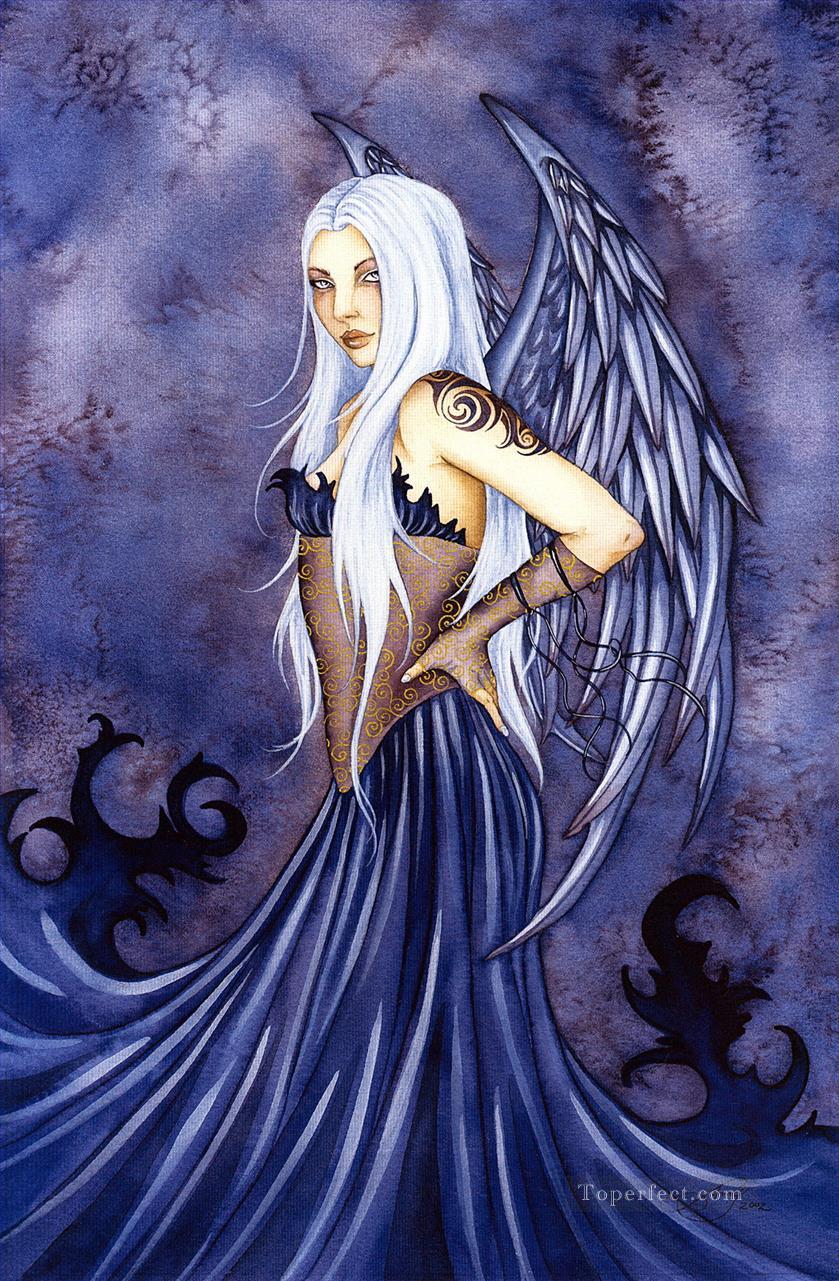 ange bleu fantaisie Peintures à l'huile